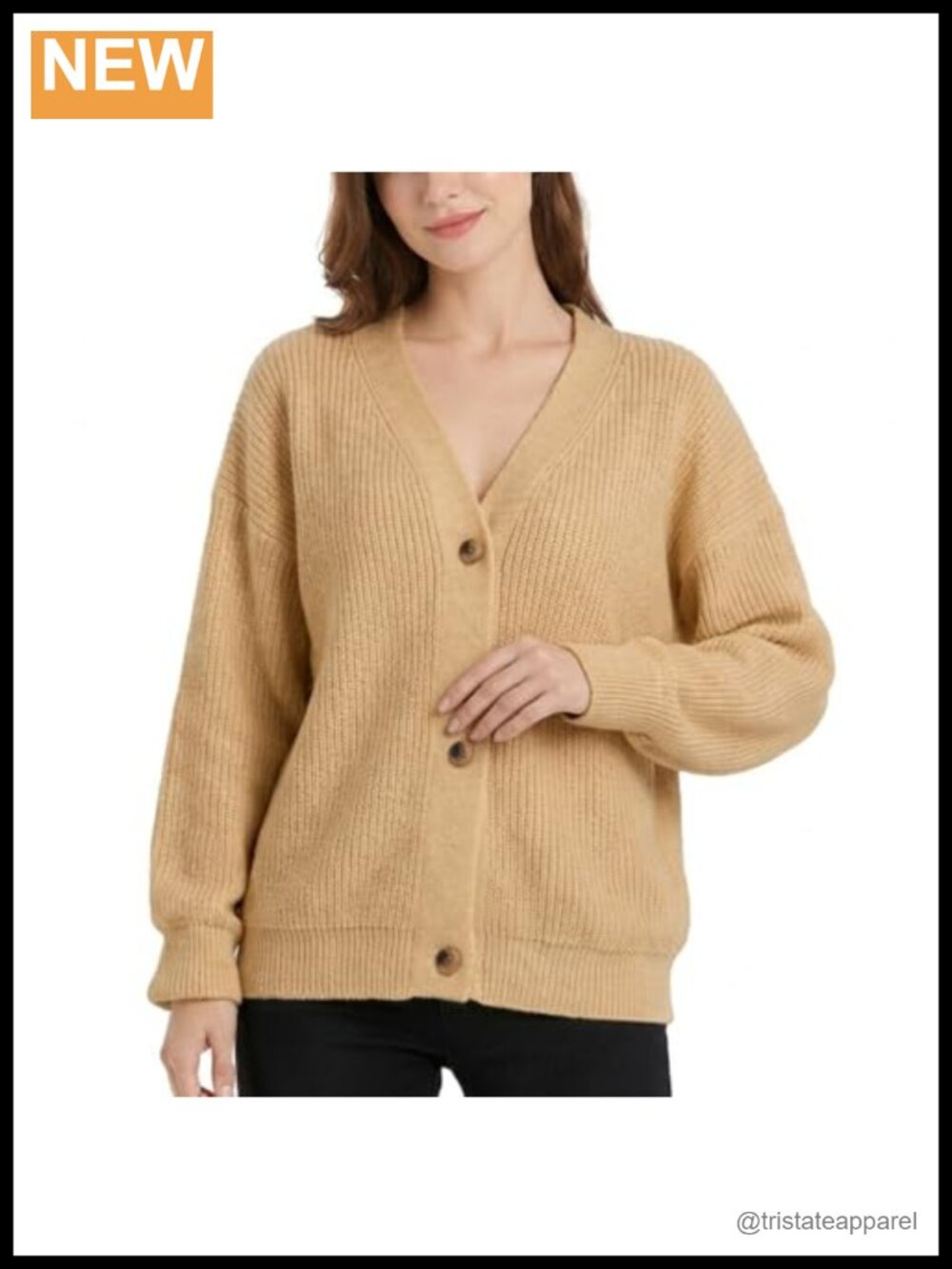 Cozy Chunky Knit Cardigan Button Down Long Sleeve V Neck Loose Fit